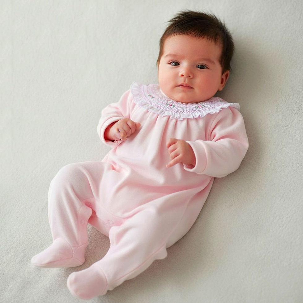 Thumbnail: Baby Girl Sleepsuit Babygrow Velour All in One Smocking Embroidery PINK