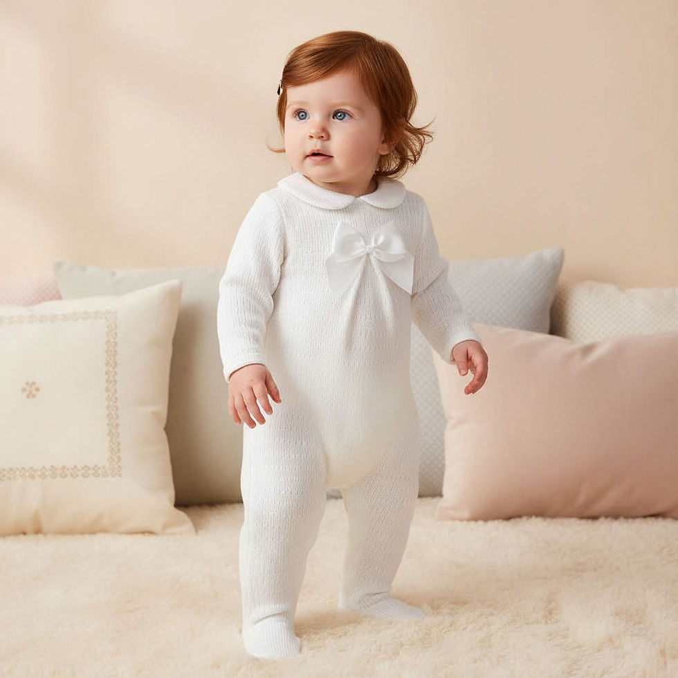 Thumbnail: Baby Boy Girl Sleepsuit Babygrow All In One Outfit Knitted BOW Grey White