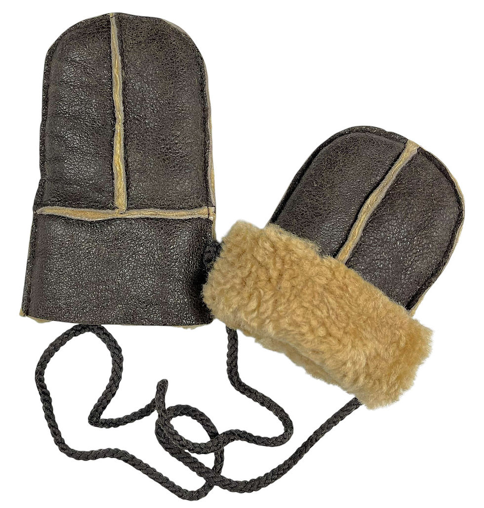 Thumbnail: Baby Toddler Sheepskin String Mitts Puddy Connected Mittens 0-2 years