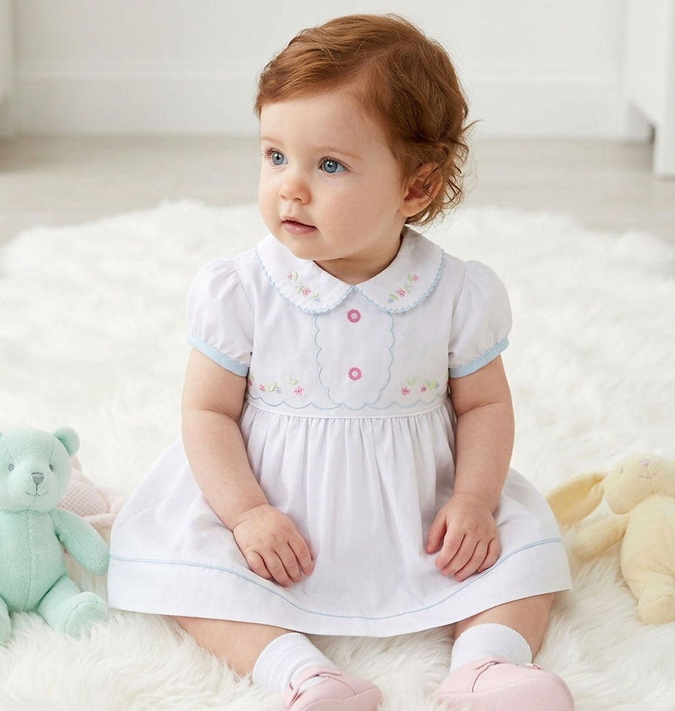 Thumbnail: Baby Girl Toddler Dress Embroidered Traditional Classic Summer White