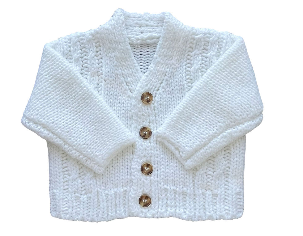 Thumbnail: Baby Boy Cardigan Chunky Knit Cable Blue White