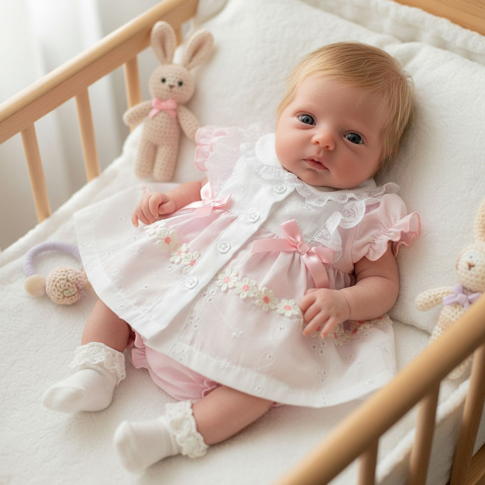 Thumbnail: Premature Baby Girl Dress Frilly Lace Bows Prem Early Tiny Small Preemie PINK