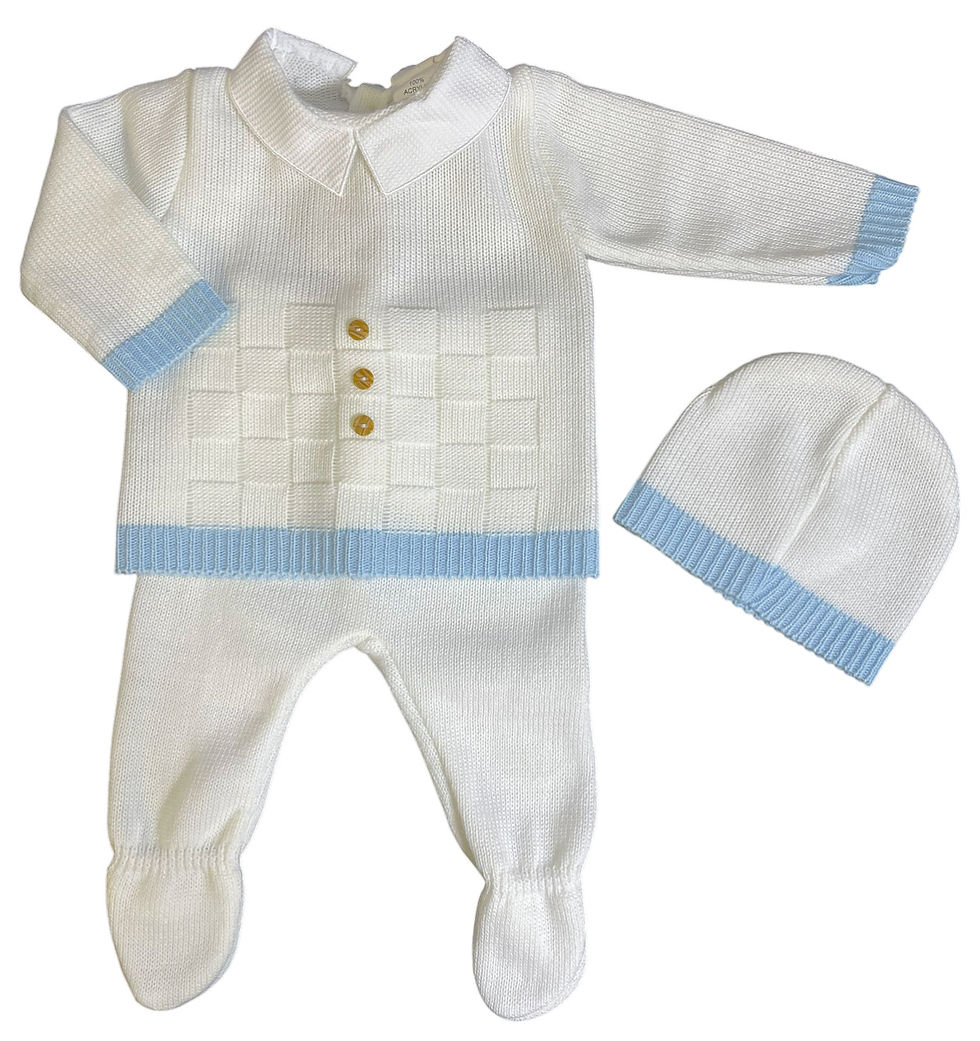 Thumbnail: Boy Knitted Outfit Set 3 Pce Spanish Jumper Leggings Beanie Hat 0-3