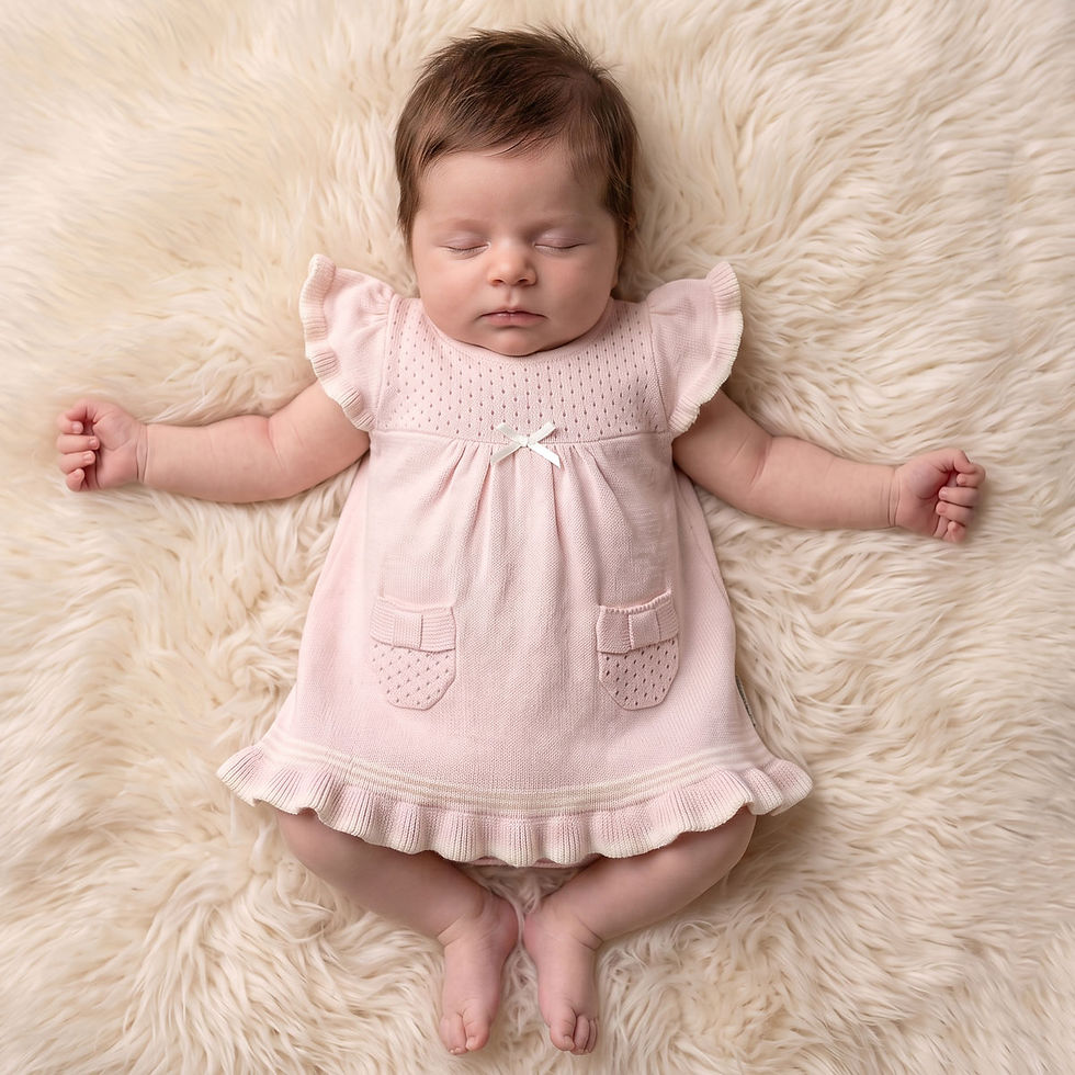 Thumbnail: Baby Girl Cotton Knitted Dress Classic Traditional Simple PINK
