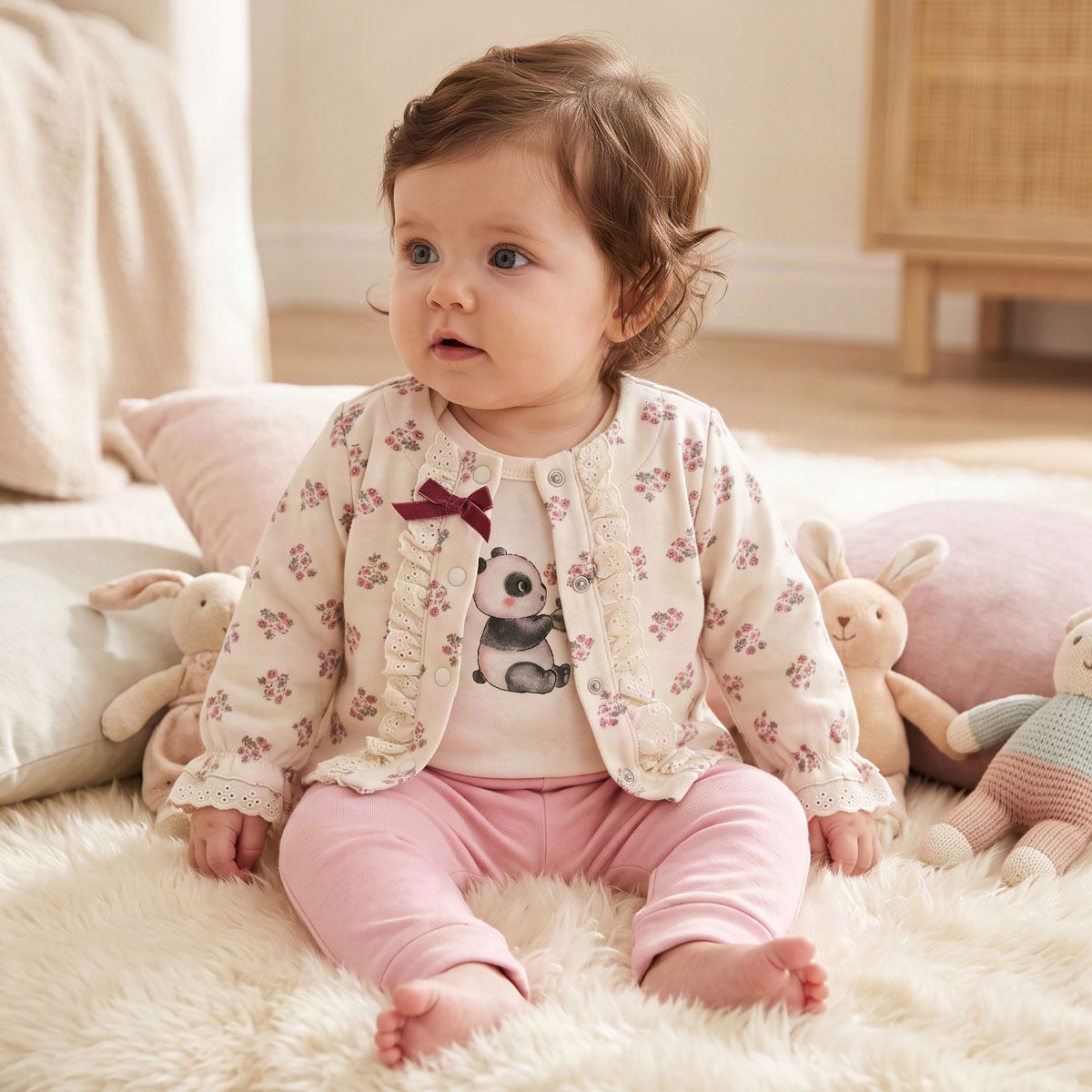 Baby Girl Cotton Koala 3 Piece Outfit Jacket Trousers Bodysuit