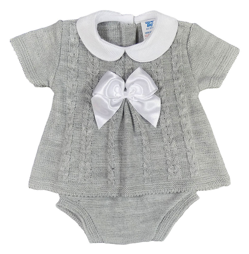 Thumbnail: Baby Girl Knitted Outfit Set Jam Pants BOW Spanish Style 771