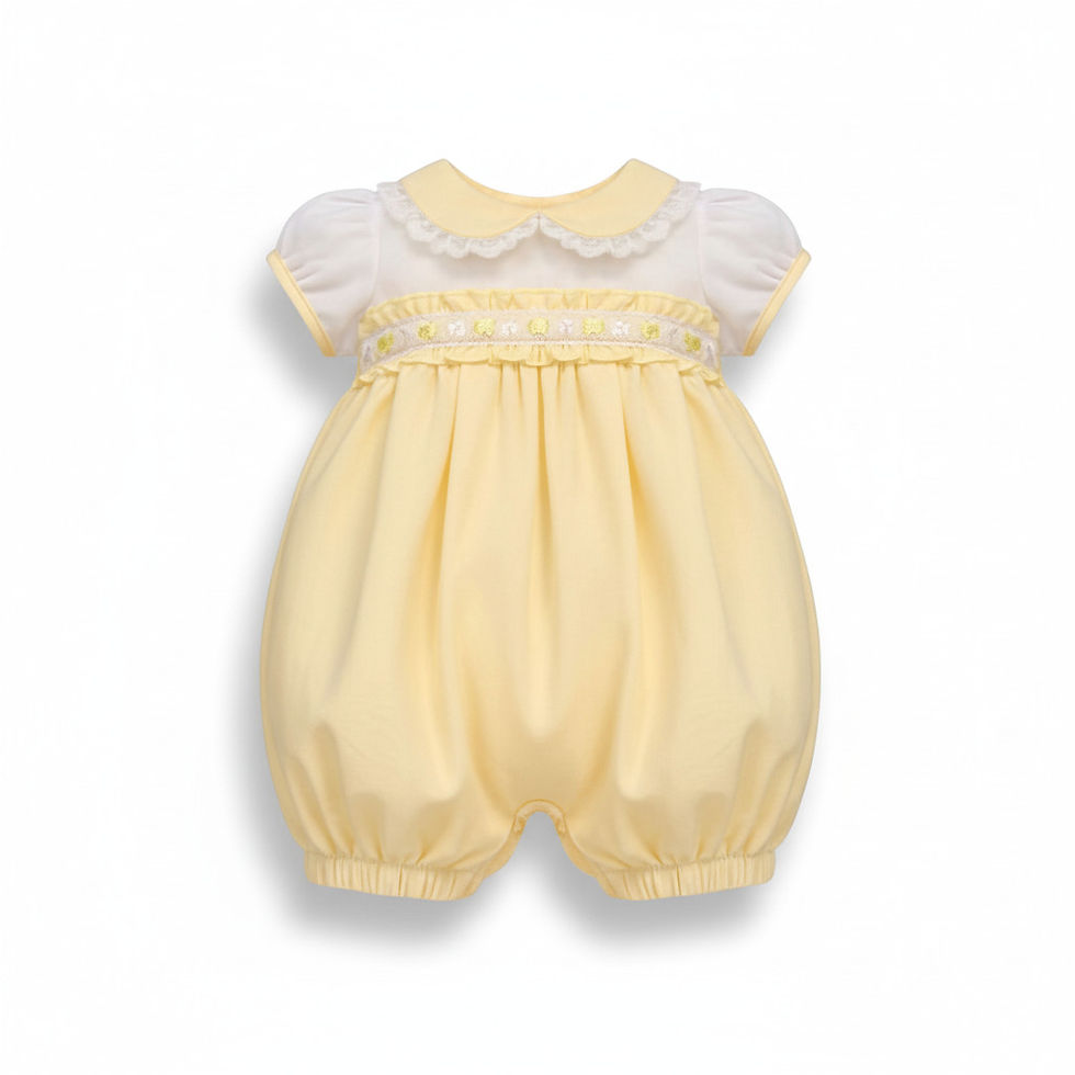Thumbnail: Premature Baby Girl Romper Suit Prem Tiny Frilly Bow Lemon