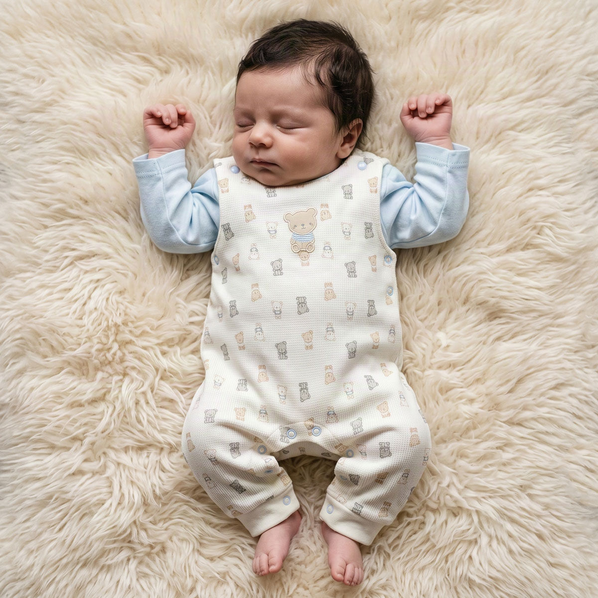 Baby Boy 2 Piece Dungaree Outfit Set Teddy Bears