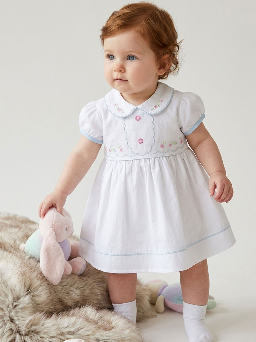 Thumbnail: Baby Girl Toddler Dress Embroidered Traditional Classic Summer White