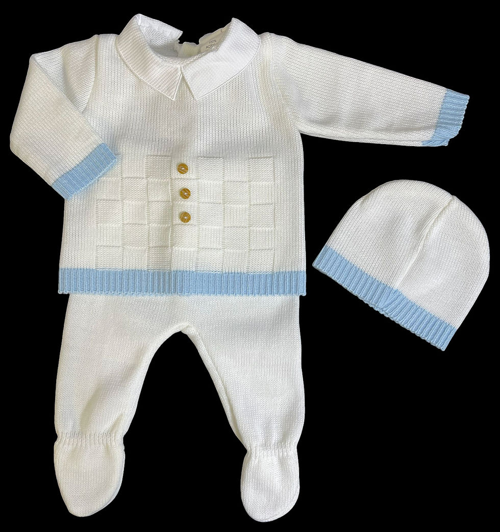 Thumbnail: Boy Knitted Outfit Set 3 Pce Spanish Jumper Leggings Beanie Hat 0-3