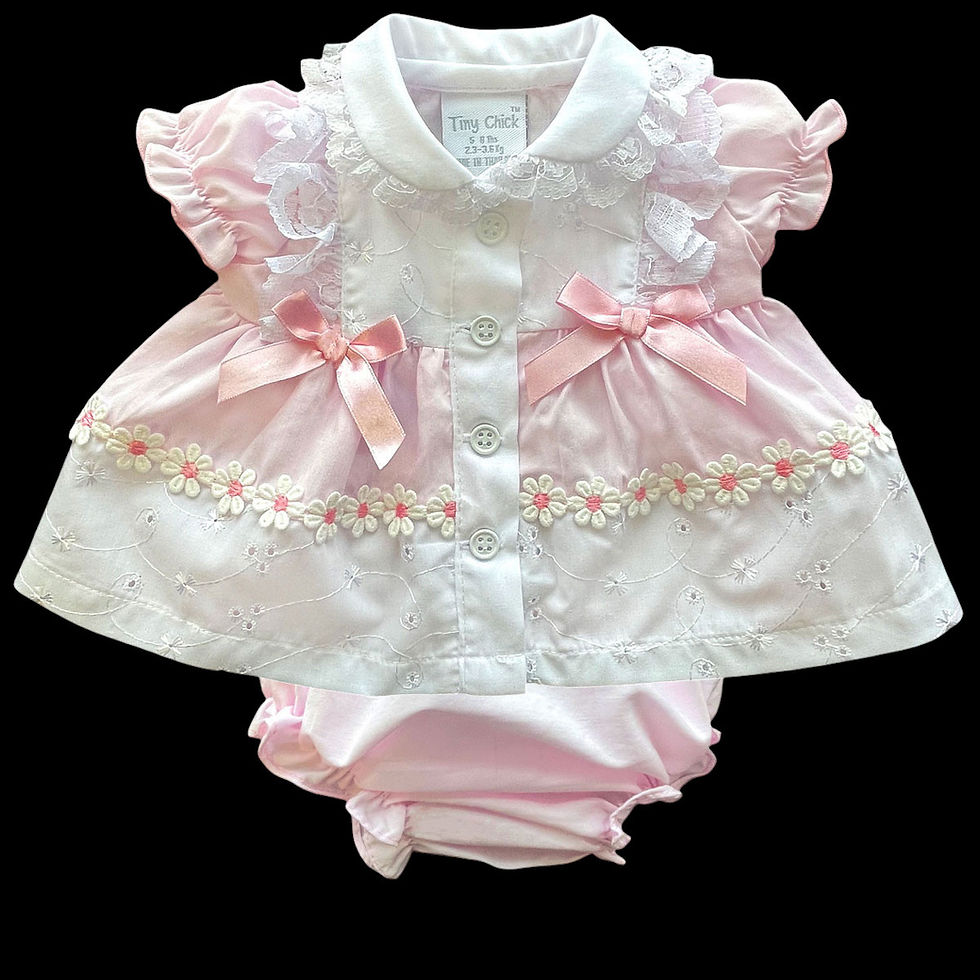 Thumbnail: Premature Baby Girl Dress Frilly Lace Bows Prem Early Tiny Small Preemie PINK