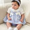 Thumbnail: Baby Girl Dress Set Frilly Lace Bows Headband Blue