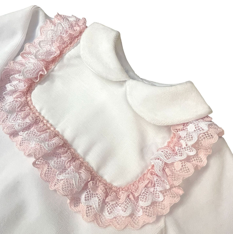 Thumbnail: Baby Girl Velour Sleepsuit Frilly Babygrow Spanish All in One White