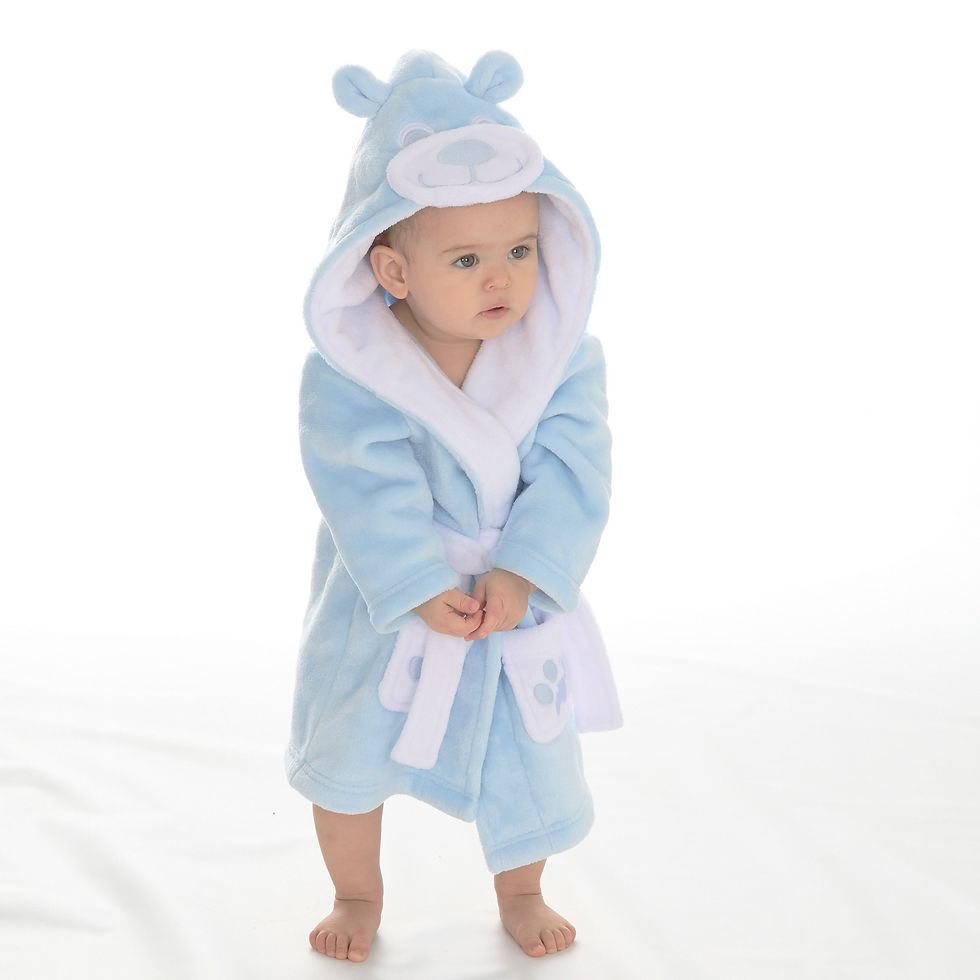 Thumbnail: Baby Girl Boy Novelty Dressing Gown Bath Robe Teddy Ears Paw Embroidered