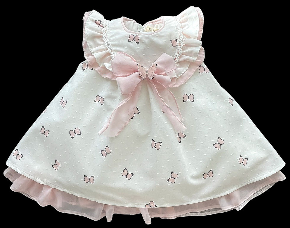 Thumbnail: Baby Girl Dress Toddler Sun Hat Frilly Bow Butterflies Special Occasion Pink