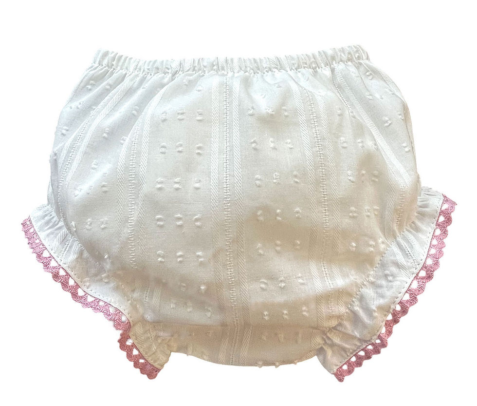 Thumbnail: Baby Girl Dress Jam Pants Set Outfit Spanish Frilly Lace Bow Cotton Ivory