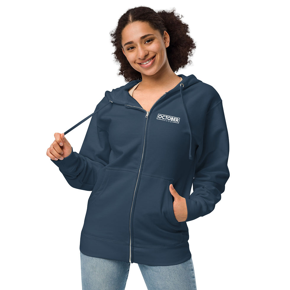 Thumbnail: October Rose Unisex Fleece Zip-up Hoodie