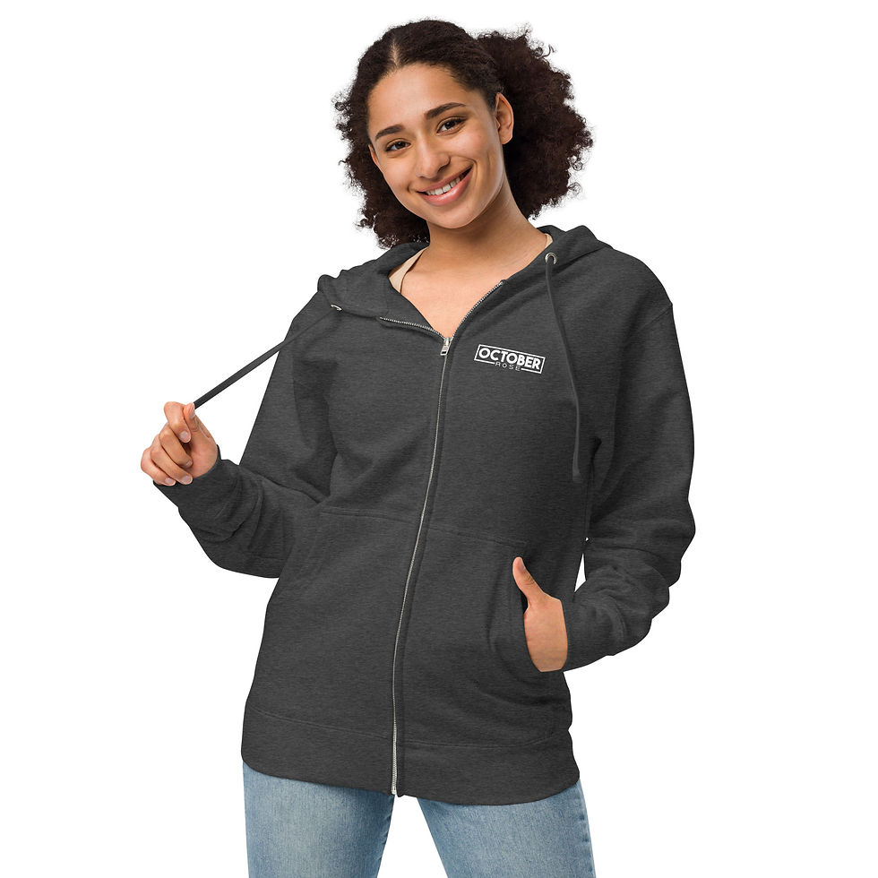 Thumbnail: October Rose Unisex Fleece Zip-up Hoodie