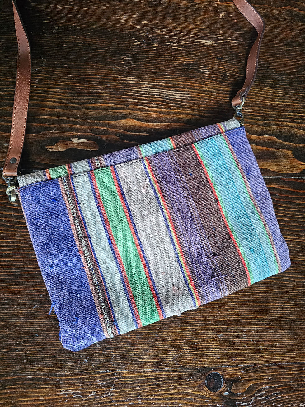 Thumbnail: Vintage Kilim Crossbody Bag — Metal Clasp & Leather Strap