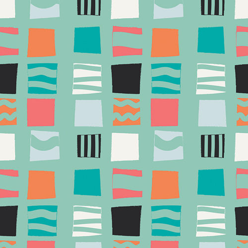 Here Comes the Fun Block Stencils Burst Aqua Lawn/Voile