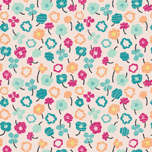 Playing Pop Waving Buds Candied White Lawn/Voile