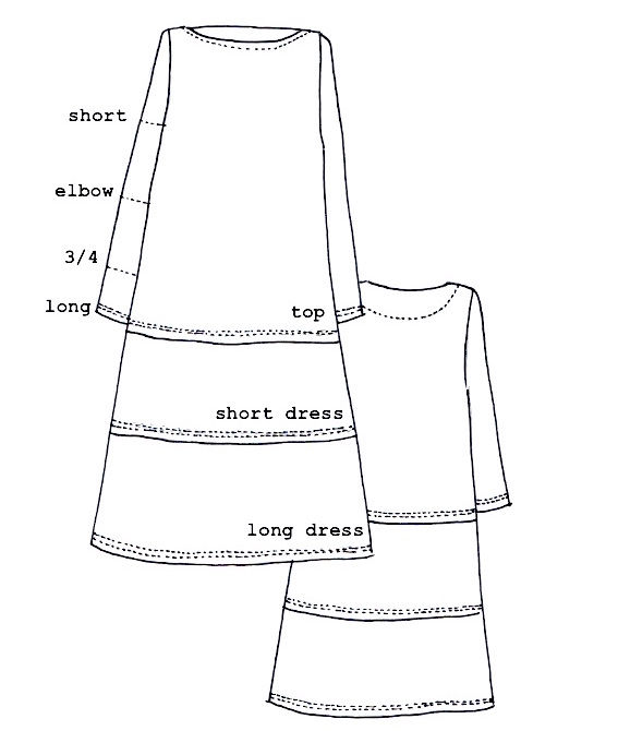 Thumbnail: Tessuti Fabrics Frankie Top/Dress Pattern - Size XXS-XL