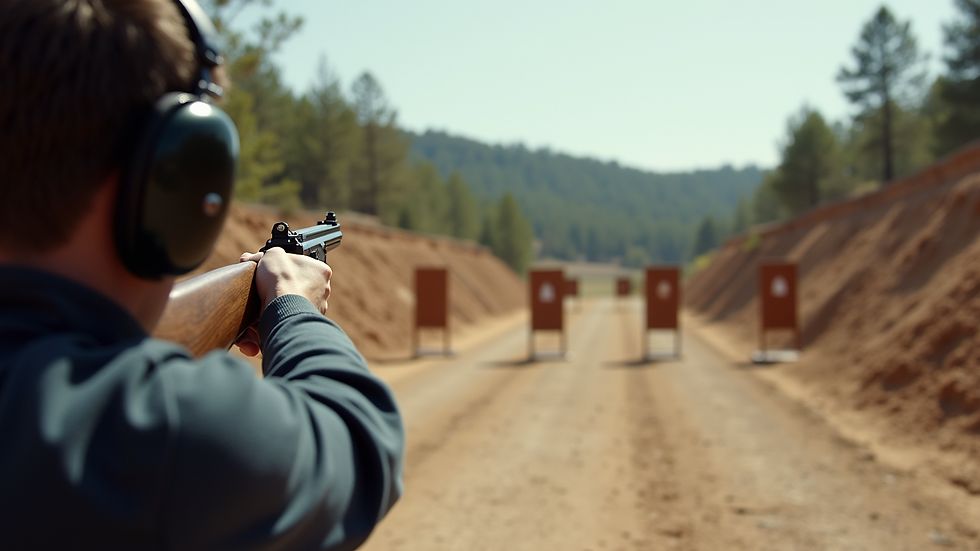 Eye-level view of a shooting range with targets set up for practice