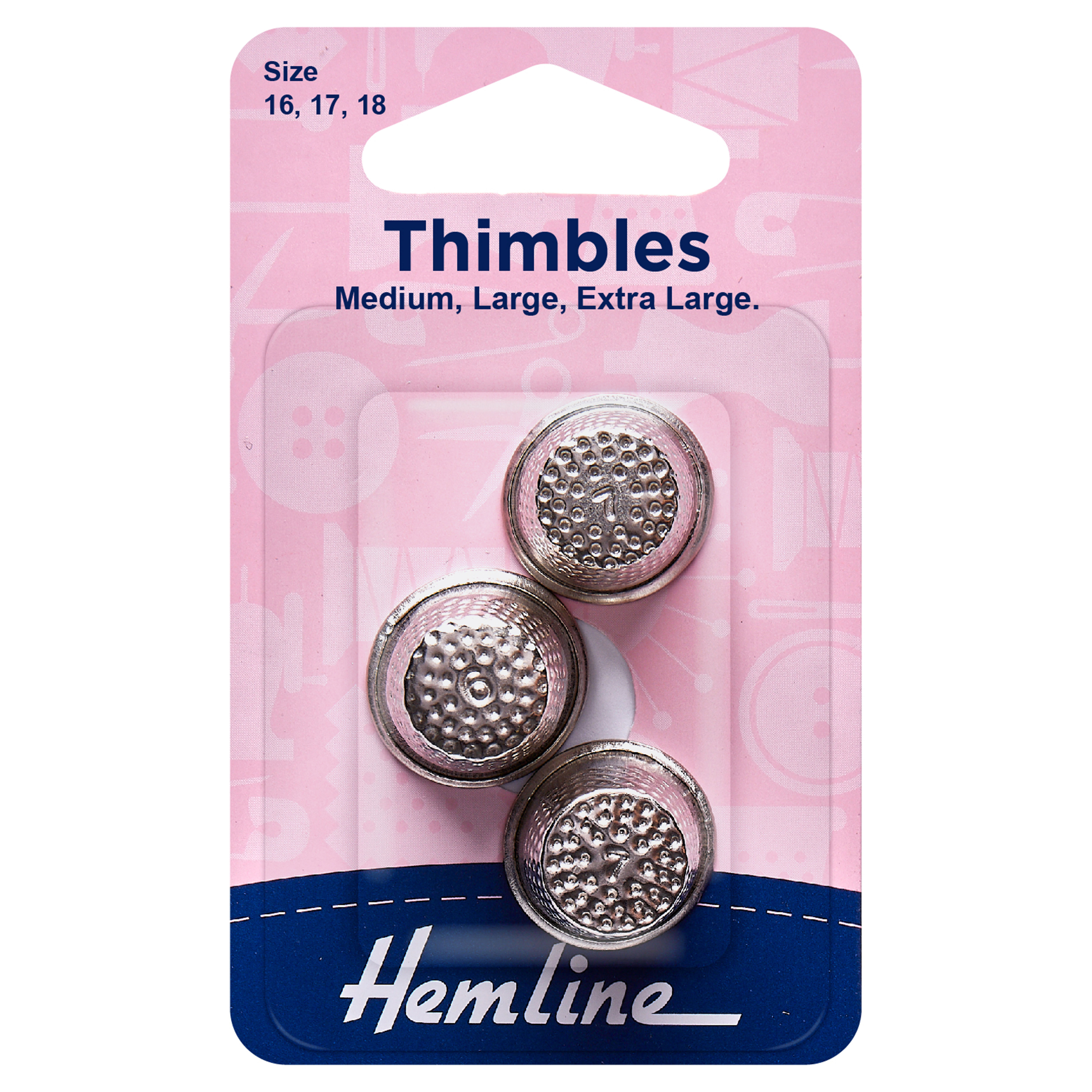 Metal Thimbles: 3 Assorted Sizes