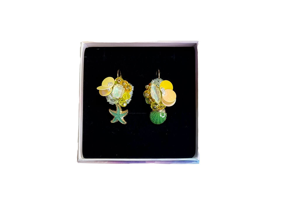 Miniature : Boucles d'oreilles vert et jaune
