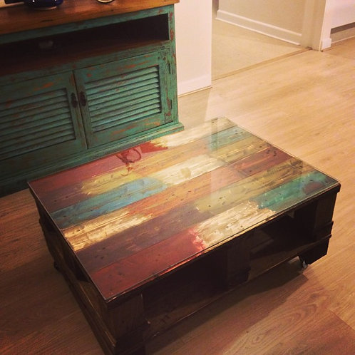Mesa de Centro Wood Multicolor con vidrio | pantanopallet