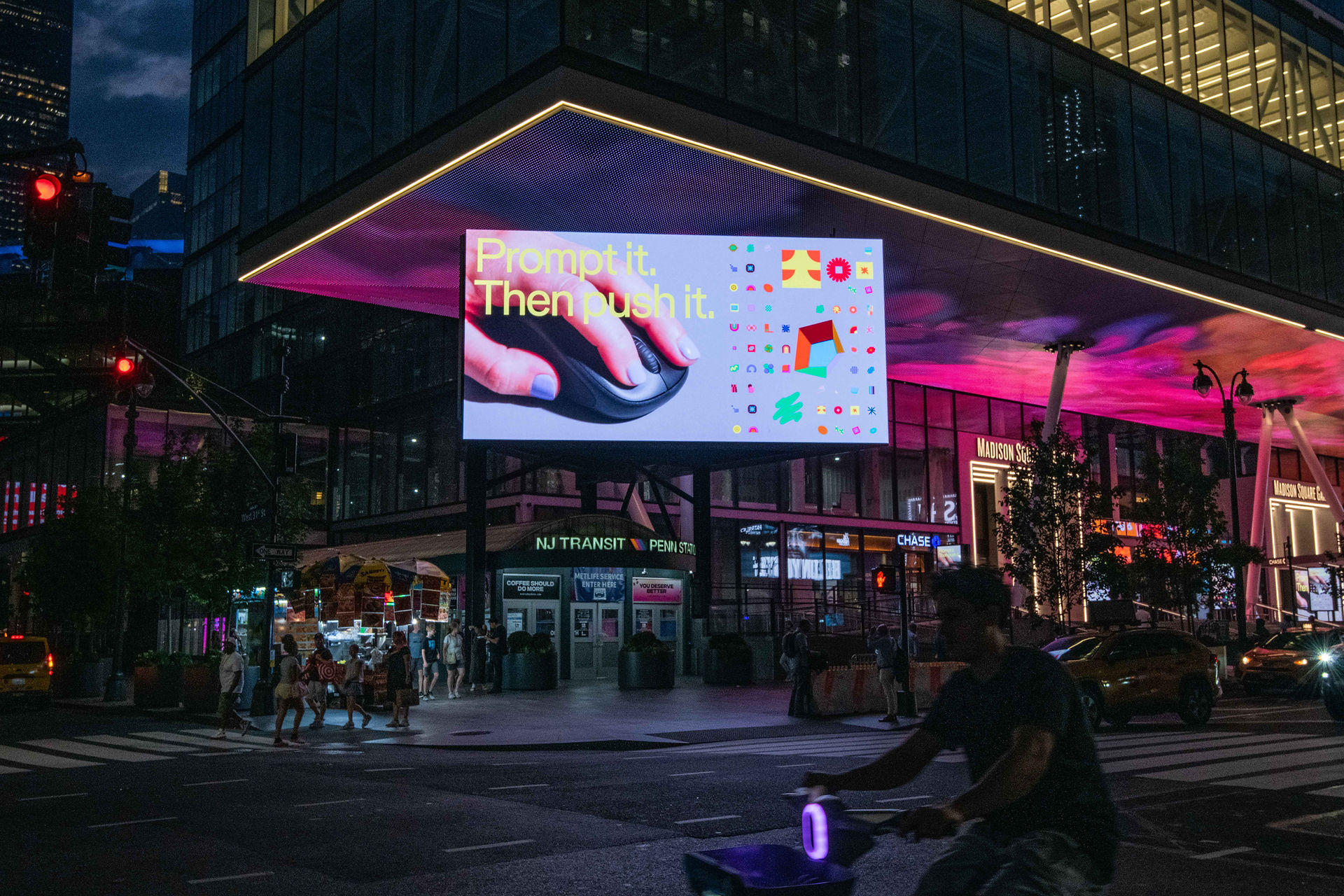 digital billboard penn station nj transit night photo new york city figma