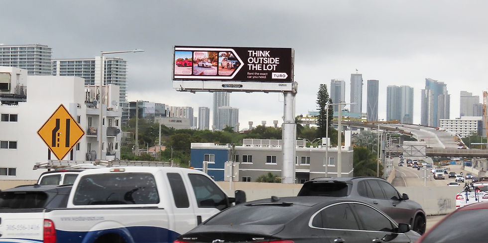 digital billboard for turo miami florida "think outside the lot"