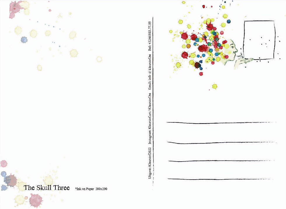 achterkant postkaart the skull three