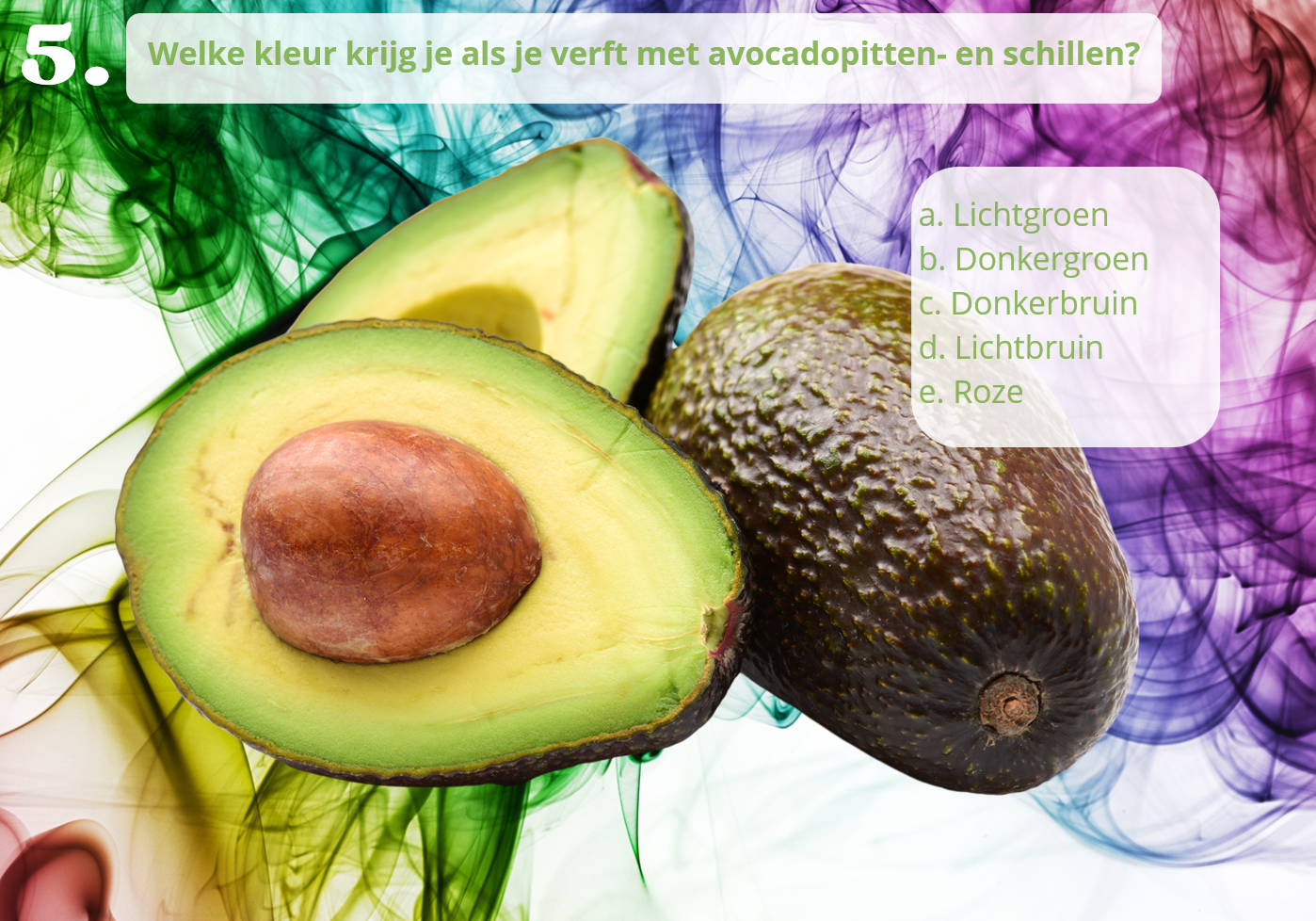 Voorbeeldslide met vraag over avocado's