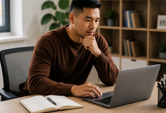 Man using his laptop