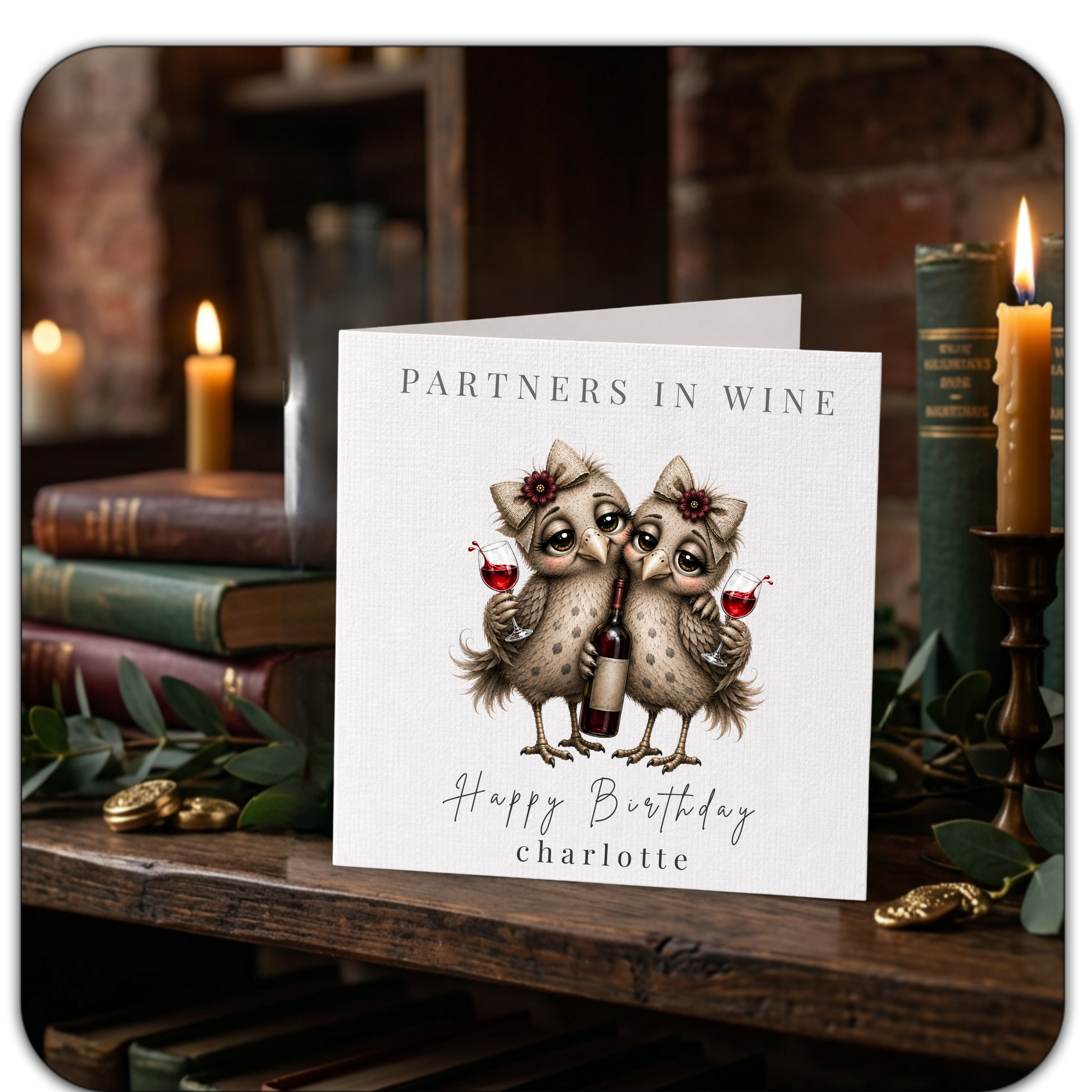 Personalised Partners in Wine Friendship Birthday Card