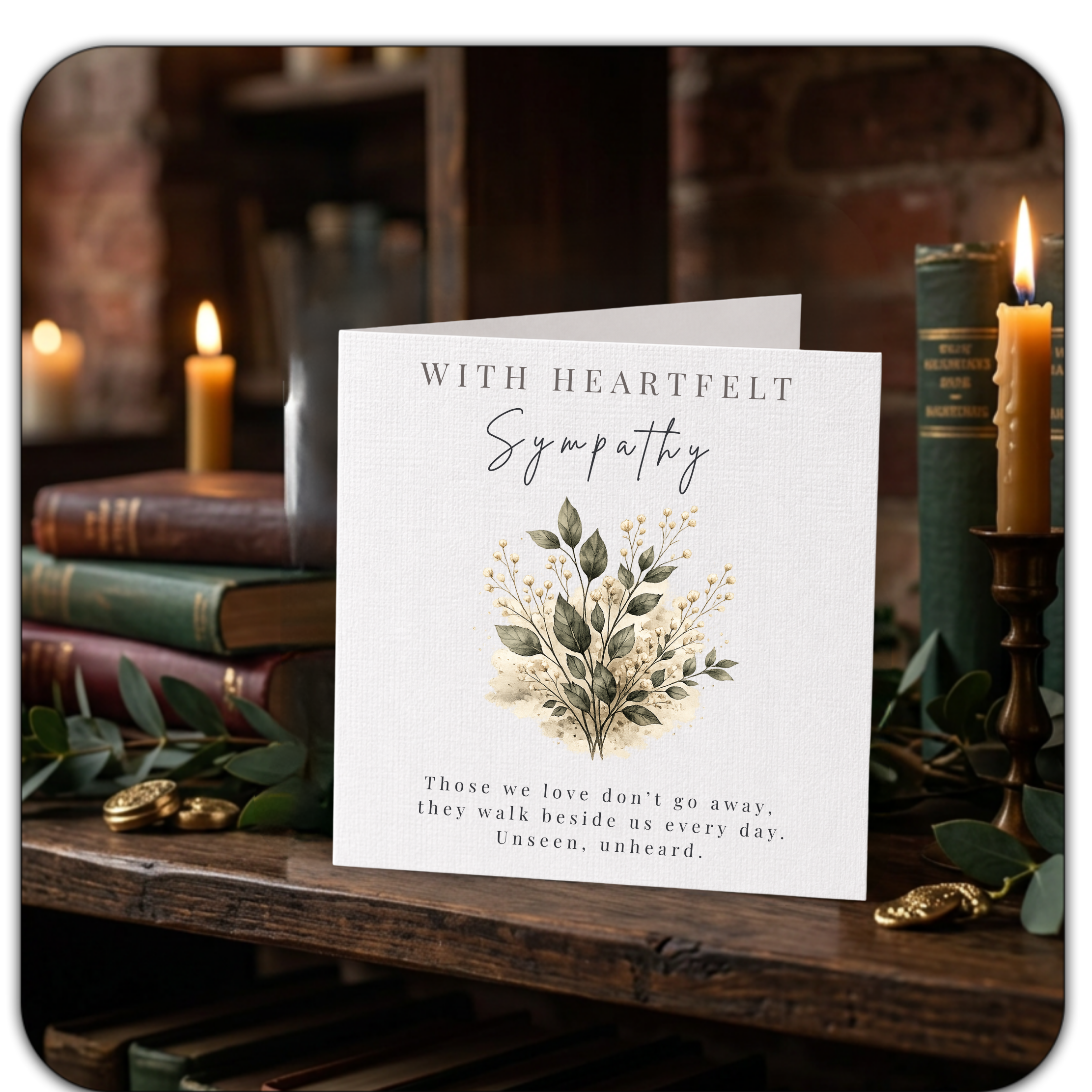 Botanical Sympathy Card – With Heartfelt Sympathy