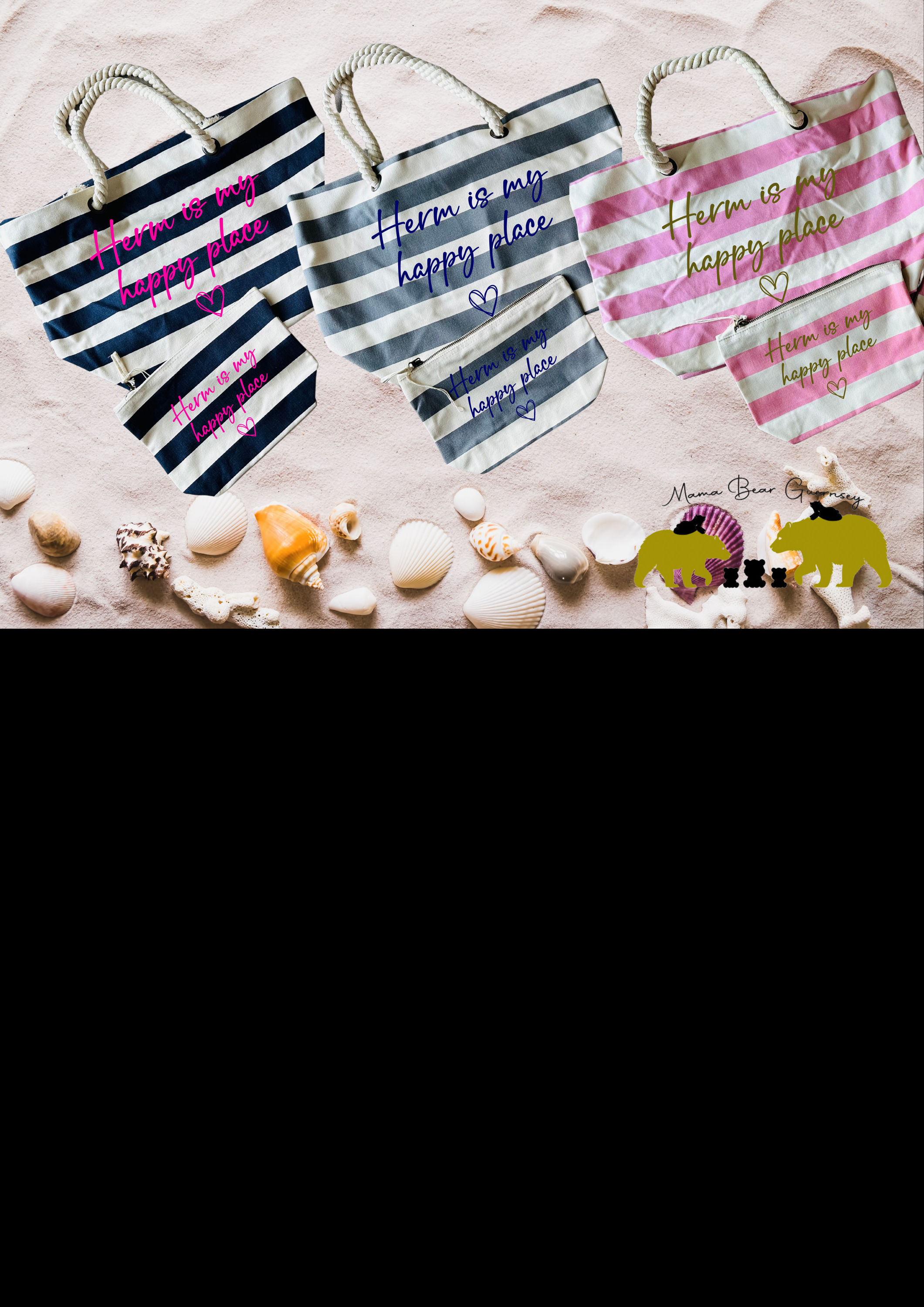 Herm is my happy place Beach Bag and Pouch Gift Set