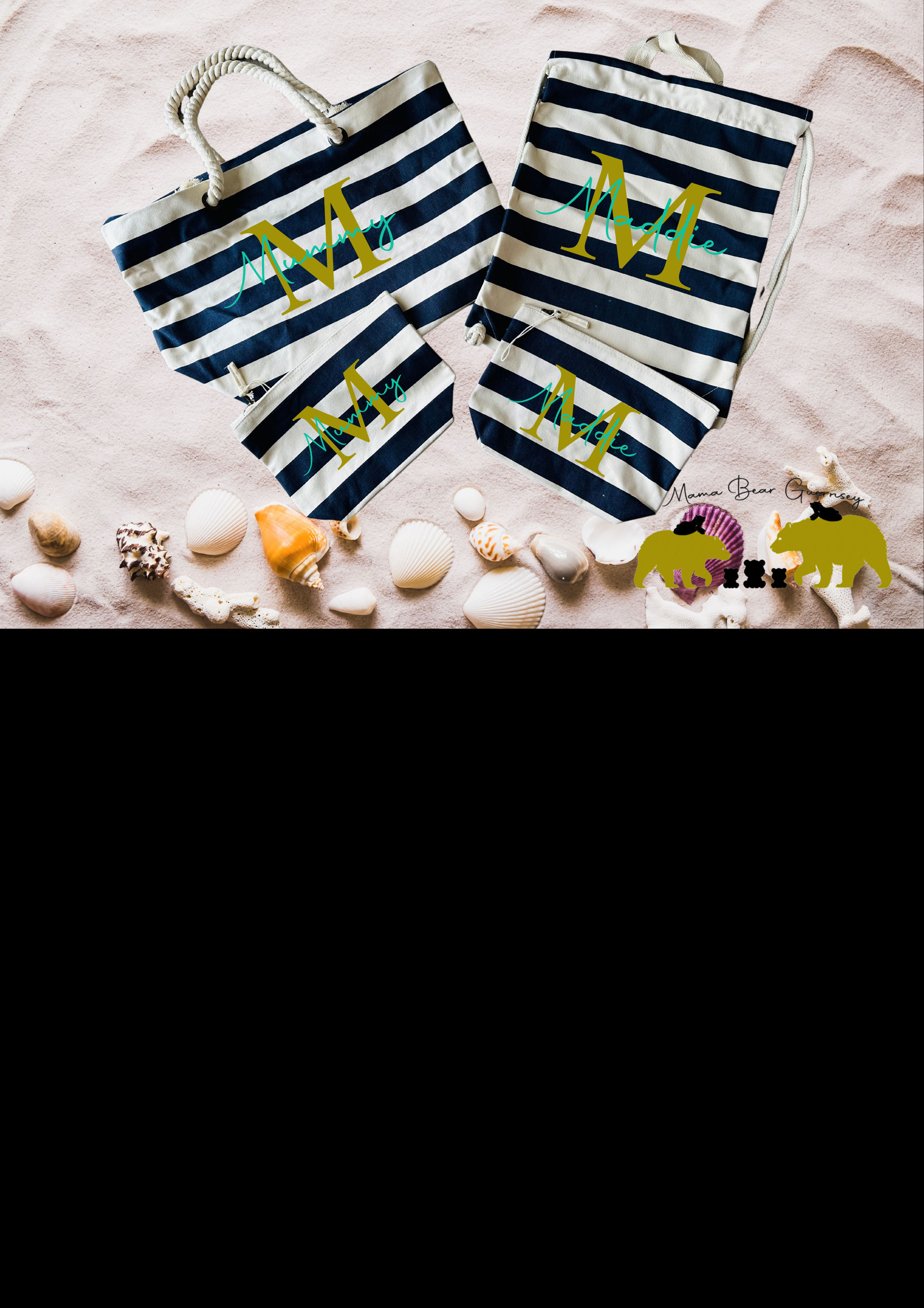 Mama & Mini Sets - Beach Bag/Pouch Drawstring Bag/Pouch Set