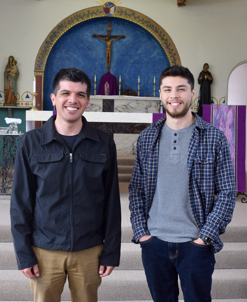 Discerners pose for a picture after morning Mass in the Monastery Chapel