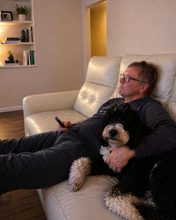 Jeff chilling with Charlie on TV night