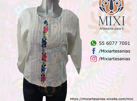 Blusa bordada en manta blanca