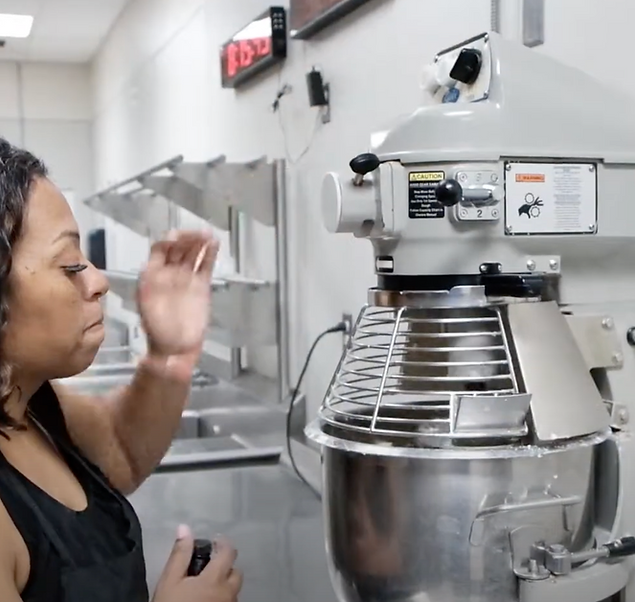 Cynful Bliss CEO showing Behind the scenes in kitchen.