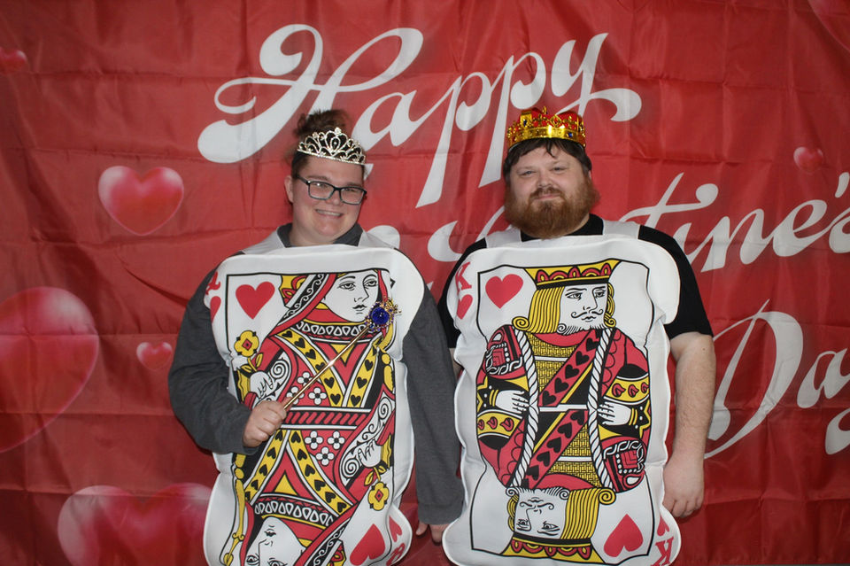King and Queen of Hearts costumes at Valentine's Day event