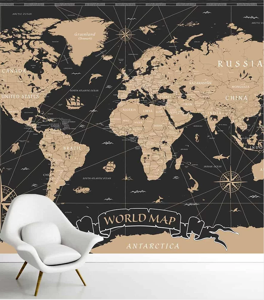 World Map Wallpapers for Rooms