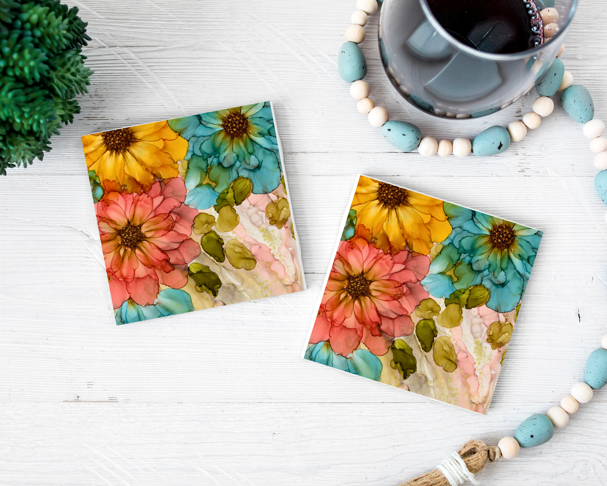 Sandstone Coaster Set of 4, Design 2