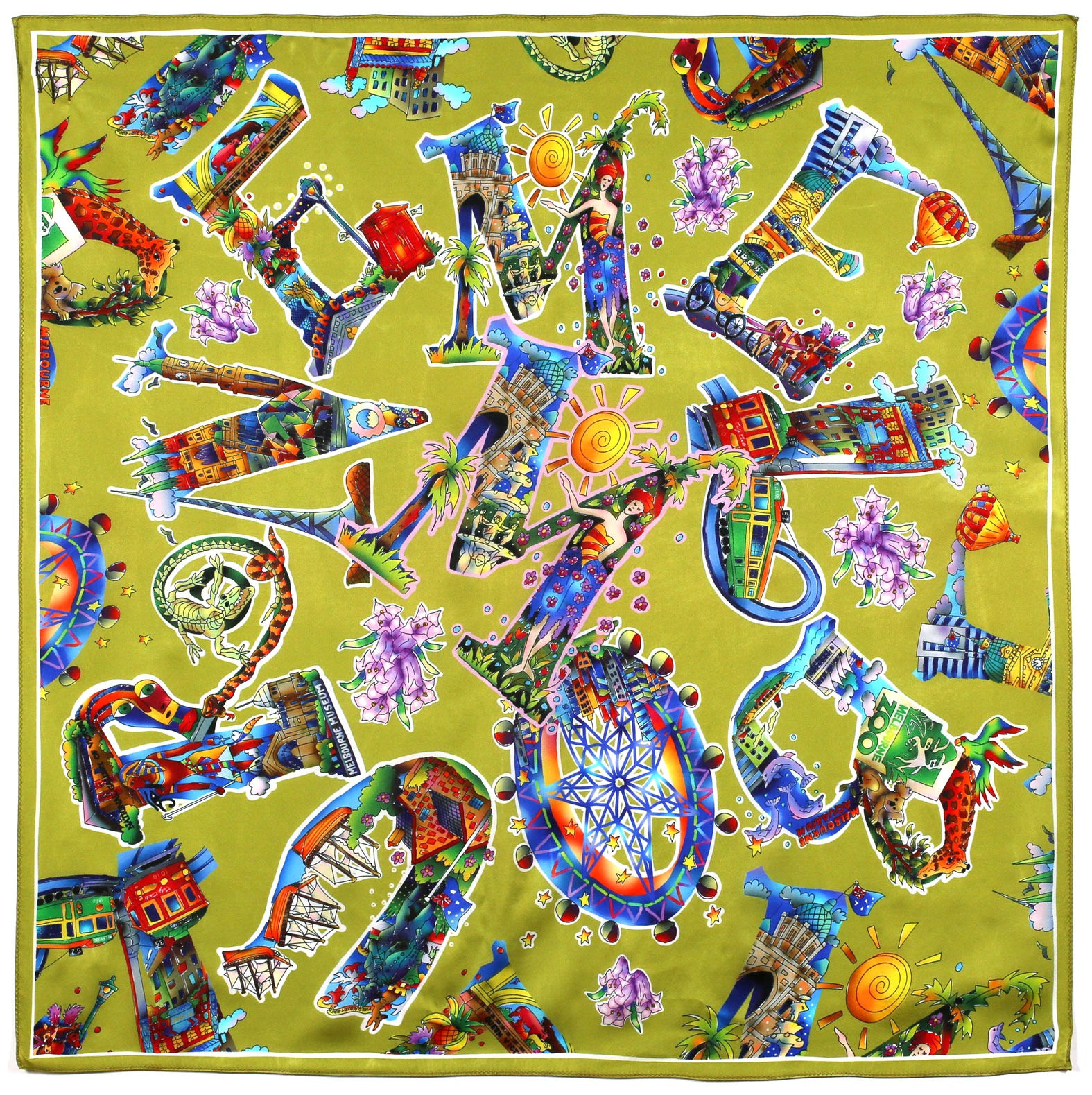 Melbourne Green Silk Scarf