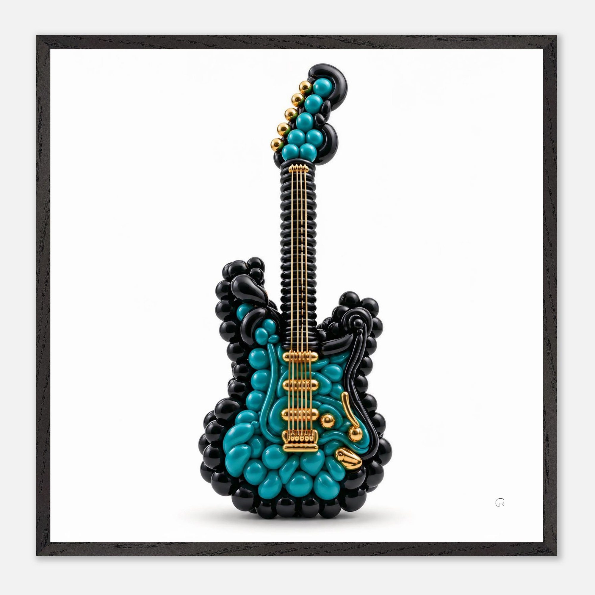 Up, Up & Teal Guitar | Framed Wall Art