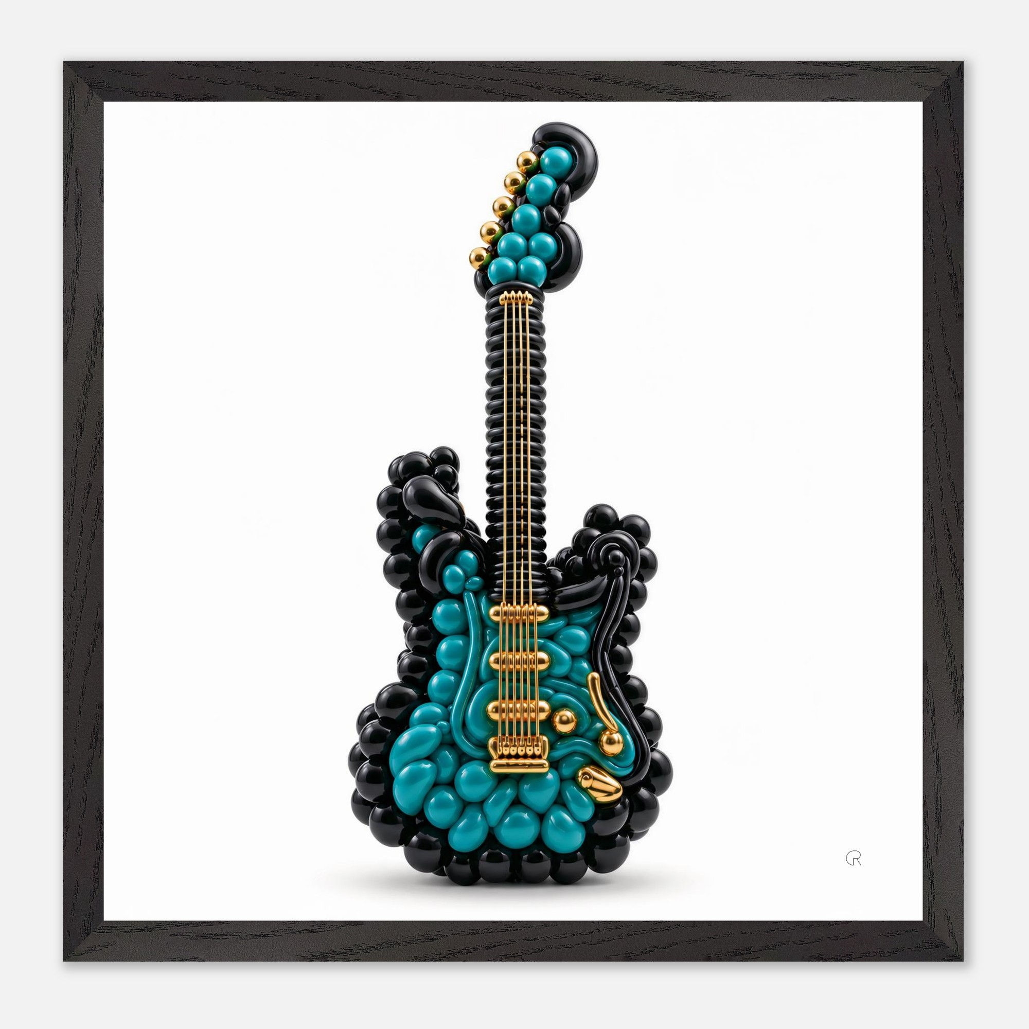 Up, Up & Teal Guitar | Framed Wall Art