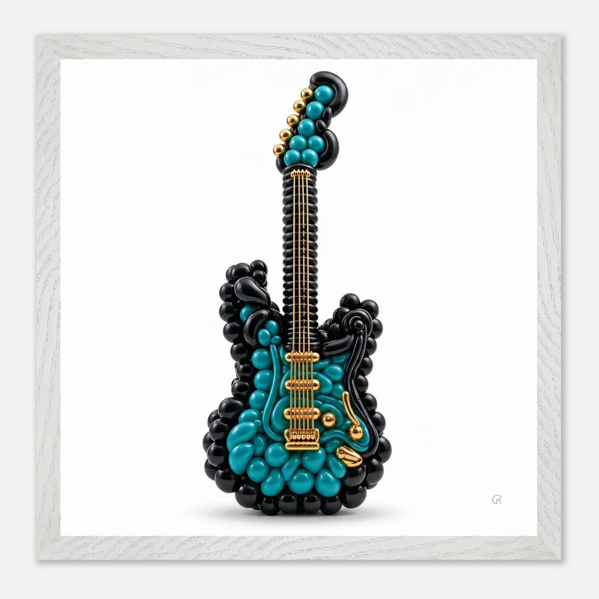 Up, Up & Teal Guitar | Framed Wall Art